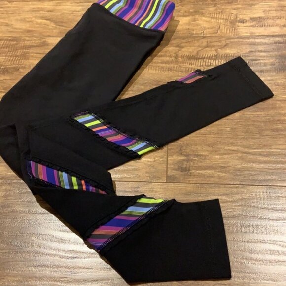 Lululemon full length leggings with neon stripes and ruff… - Picture 3 of 11
